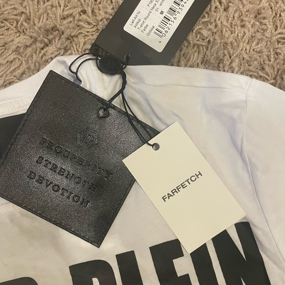 Philipp Plein Homme Rhinestone White Tee - Picture 2 of 2